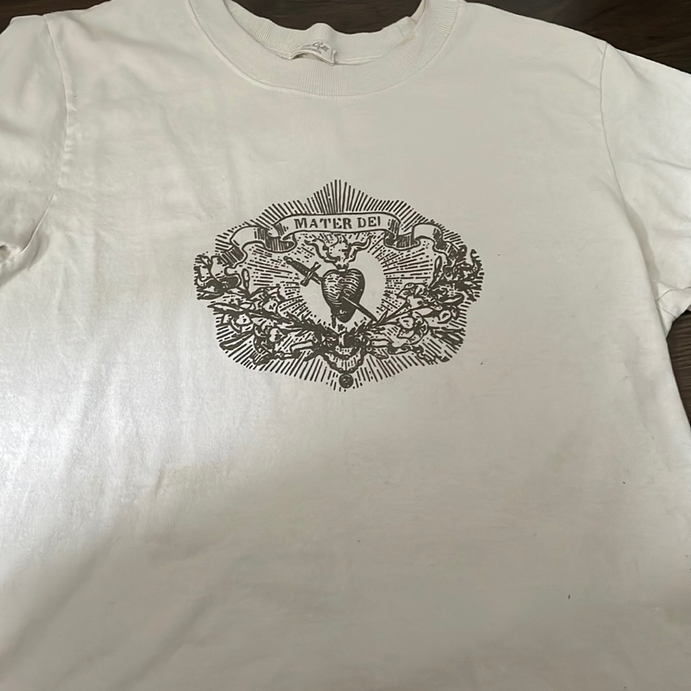 Cute brandy Melville shirt the color is a milky white worn 2x